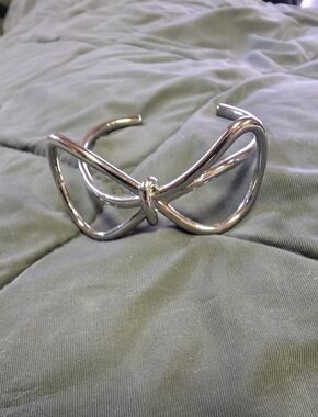 Banana Republic Silver Bow Cuff Bracelet